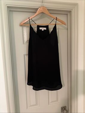 LOFT Black Silk-Look Spaghetti-Strap Cami Top